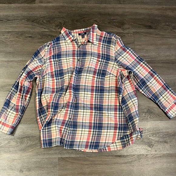 Chaps Ralph Lauren Woman's Plaid Flannel Blue Pink Button Down- 2XL - Picture 1 of 3